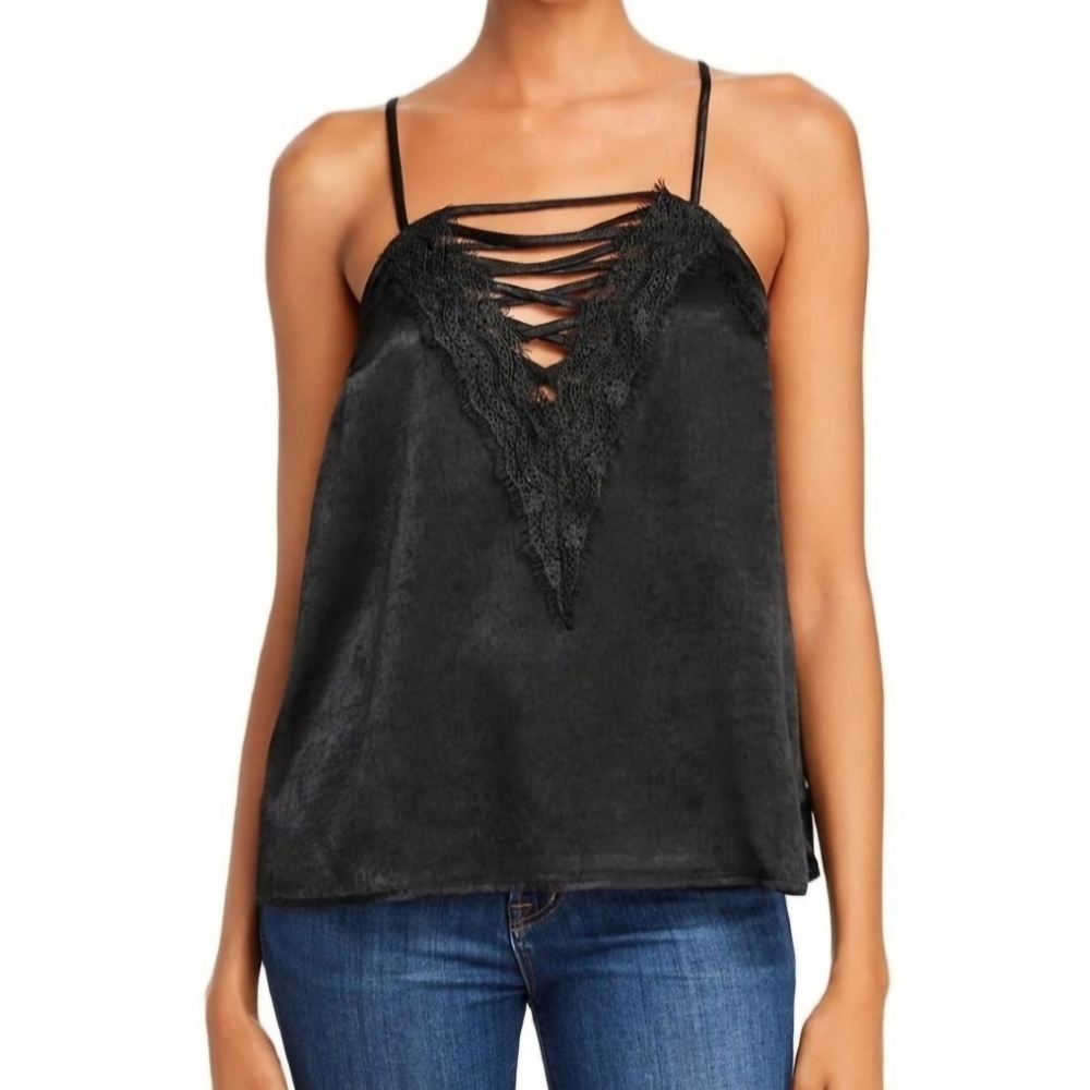 NWT Aqua Black Cut Out Camisole Top, Size SMALL